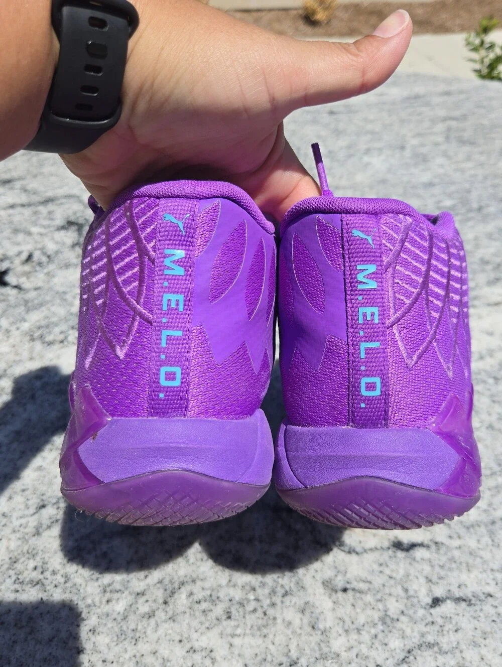 Puma Purple Lamelo Ball Athletic Shoes with Teal Accents